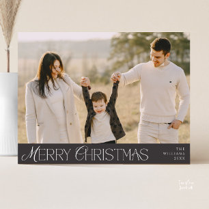 Carte Postale Joyeux Noël Famille Photo, Moderne Élégant
