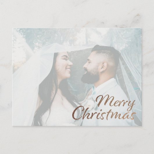 Carte Postale Joyeux Noël Faux Gold Parties scintillant Photo (Devant)