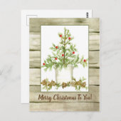 Carte Postale Joyeux Noël Ferme Arbre Bois (Devant / Derrière)