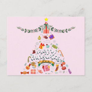 Carte Postale Joyeux Noël Festif Tout Arbre de Noël