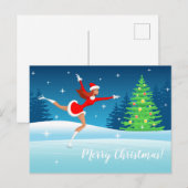 Carte Postale Joyeux Noël Figure Skating Girl (Devant / Derrière)