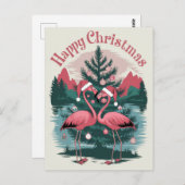 Carte Postale Joyeux Noël Flamingo (Devant / Derrière)