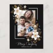 Carte Postale Joyeux Noël Fleurs blanches Vacances Photo (Devant)