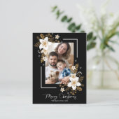 Carte Postale Joyeux Noël Fleurs blanches Vacances Photo (Debout devant)
