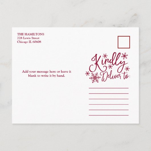 Carte Postale Joyeux Noël Flocon de neige Rustique 4 Photos (Dos)