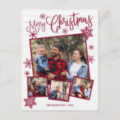 Carte Postale Joyeux Noël Flocon de neige Rustique 4 Photos (Devant)