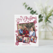 Carte Postale Joyeux Noël Flocon de neige Rustique 4 Photos (Debout devant)