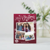 Carte Postale Joyeux Noël Flocon Rustique 3 Photos Collage (Debout devant)