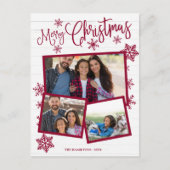 Carte Postale Joyeux Noël Flocon Rustique 3 Photos Collage (Devant)