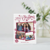 Carte Postale Joyeux Noël Flocon Rustique 3 Photos Collage (Debout devant)