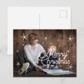 Carte Postale Joyeux Noël flocons superposer photo de famille (Devant / Derrière)