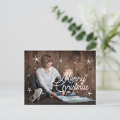 Carte Postale Joyeux Noël flocons superposer photo de famille (Debout devant)