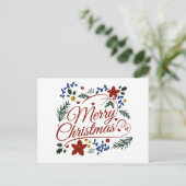 Carte Postale Joyeux Noël floral (Debout devant)