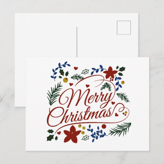 Carte Postale Joyeux Noël floral (Devant / Derrière)
