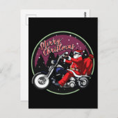 Carte Postale Joyeux Noël Funny Père Noël Rides Cadeaux Moto (Devant / Derrière)