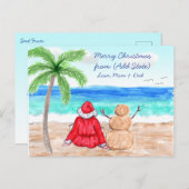 Carte Postale Joyeux Noël Funny Snowbirds Père Noël et Snowman (Devant / Derrière)