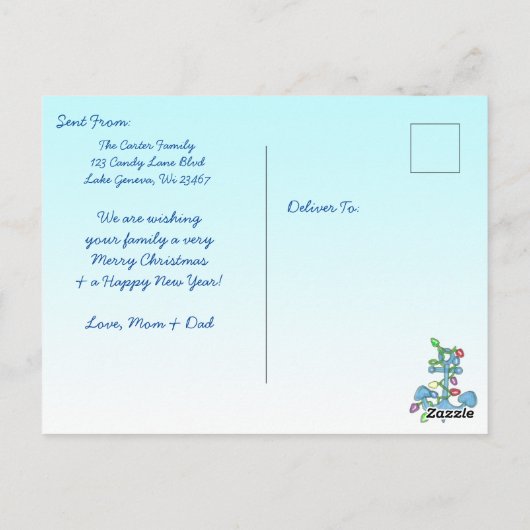 Carte Postale Joyeux Noël Funny Snowbirds Père Noël et Snowman (Dos)