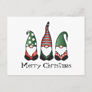 Carte Postale Joyeux Noël Gnomes Rouge Vert