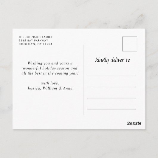 Carte Postale Joyeux Noël Gold Sparkle Script PHOTO Salutation (Dos)