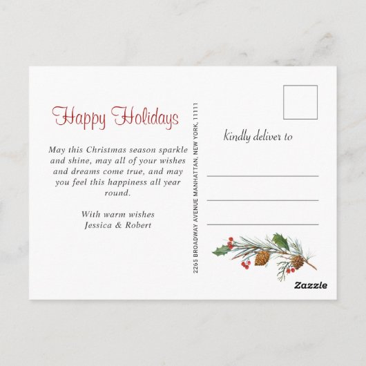 Carte Postale Joyeux Noël Gold Sparkle Script PHOTO Salutation (Dos)