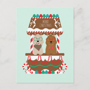 Carte Postale Joyeux Noël Goldendoodles Chiens de vacances