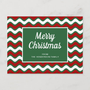 Carte Postale Joyeux Noël Green Wave Stripes