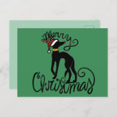 Carte Postale Joyeux Noël Greyhound Reindeer (Devant / Derrière)