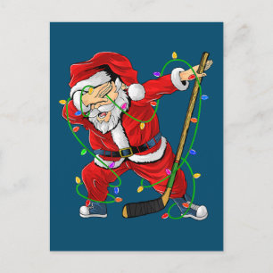 Carte Postale Joyeux Noël Hockey sur glace Santa Claus en dabbin