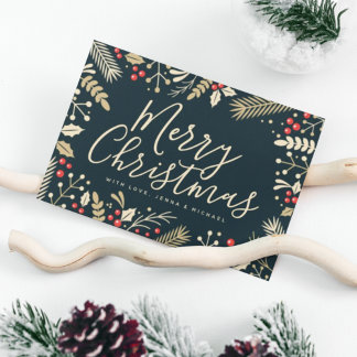 Carte Postale Joyeux Noël Holly & Berries