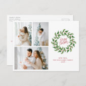 Carte Postale Joyeux Noël | Holly Berries | 3 Photos Vacances (Devant / Derrière)