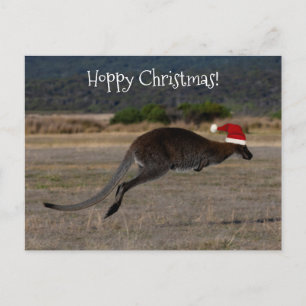 Carte Postale Joyeux Noël Houblonné Kangourou Chapeau Rouge de P