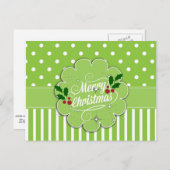 Carte Postale Joyeux Noël, jolies rayures et pois (Devant / Derrière)