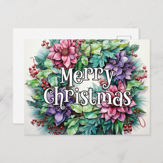 Carte Postale Joyeux Noël Joyeuses Joyeuses Vacances, Tout le mo (Devant / Derrière)