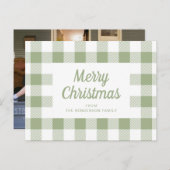 Carte Postale Joyeux Noël Joyeux Joyeux Jeu de Sage Vert (Devant / Derrière)