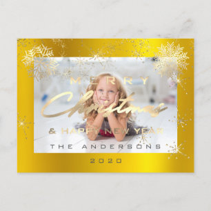 Carte Postale Joyeux Noël Joyeux Nouvel An Gold Snow Photo