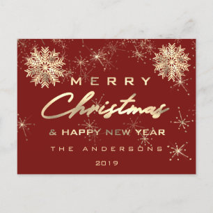Carte Postale Joyeux Noël Joyeux Nouvel An Neige Or Bourgogne
