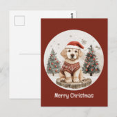 Carte Postale Joyeux Noël Labrador Retriever Puppy (Devant / Derrière)