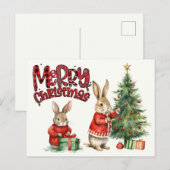 Carte Postale Joyeux Noël Lapins (Devant / Derrière)