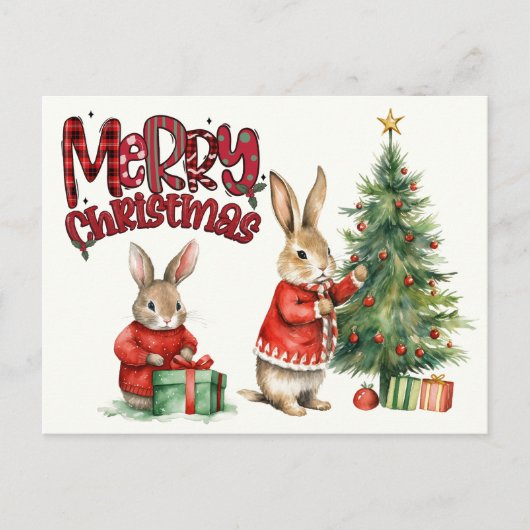 Carte Postale Joyeux Noël Lapins (Devant)