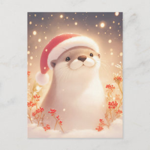 Carte Postale Joyeux Noël Loutre Aquarelle