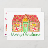 Carte Postale Joyeux Noël Maison en pain d'épices (Devant / Derrière)