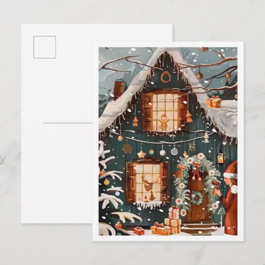 Carte Postale Joyeux Noël Maison Vintage (Devant / Derrière)