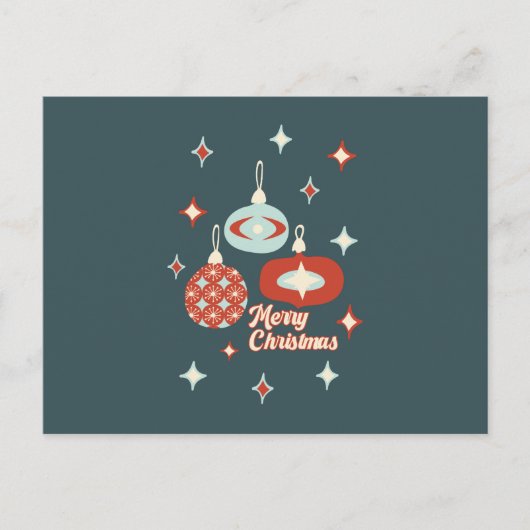 Carte Postale Joyeux Noël Mi-Siècle Ornements modernes (Devant)