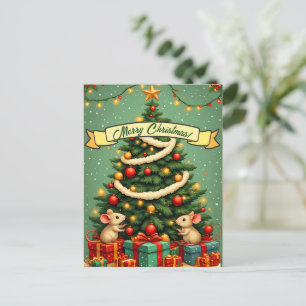 Carte Postale Joyeux Noël Mignon Arbre de Noël Victorien Heureux