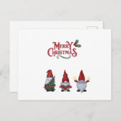 Carte Postale joyeux noël mignon gnomes bonbon pot (Devant / Derrière)