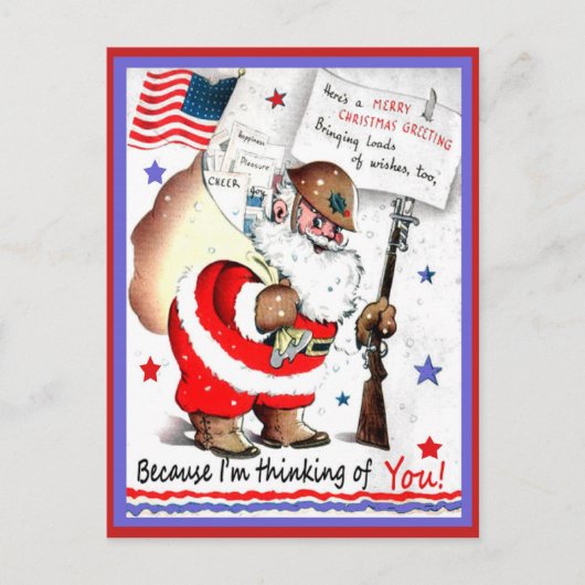 Carte postale Joyeux Noël militaire vintage (Devant)