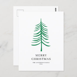 Carte Postale Joyeux Noël minimaliste vert arbre moderne