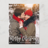 Carte Postale Joyeux Noël Moderne Brosse Script PHOTO Salutation (Devant)