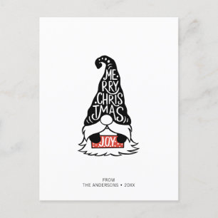 Carte Postale Joyeux Noël moderne Gnome Holiday