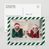 Carte Postale Joyeux Noël moderne Photo Green Stripes (Devant / Derrière)